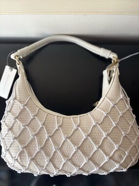 NWT DOLCE VITA Positano Off White Woven Net Hand Bag with Shoulder Strap- Women